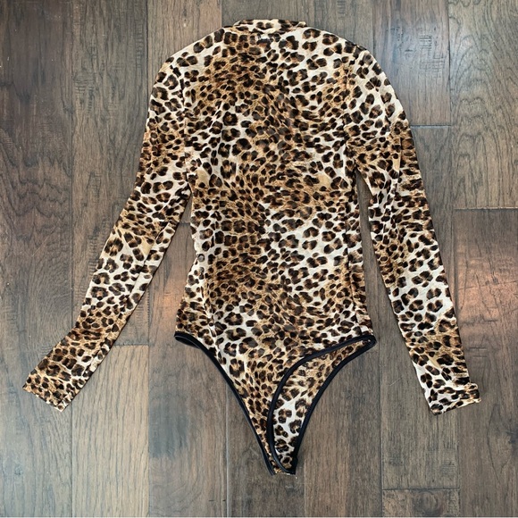 Sheer Leopard Mock Neck Bodywork - Picture 2 of 8